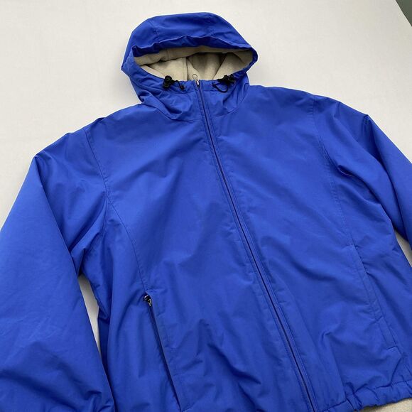 Lands End Jacket Boys Large 14-16 Blue Hooded Fleece Lined Nylon Winter Coat - Picture 3 of 13